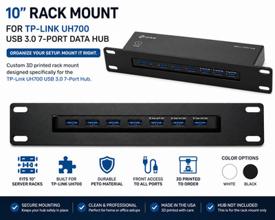 10'' Server Rack Mount TP-LINK UH700 USB 3.0 7-Port Data Hub 3d Print Petg