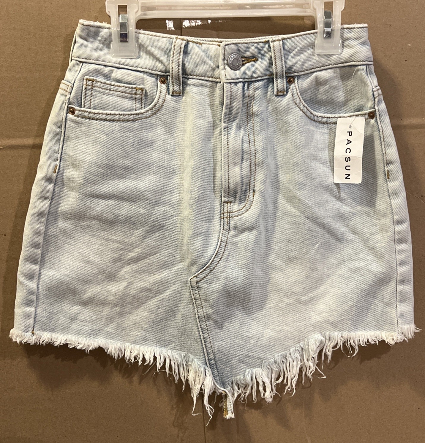 Pacsun Size 24 Jean Denim Mini Skirt Blue 100% Cotton Raw Cut Off Hem NEW