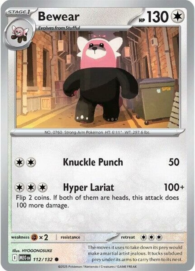 Pokemon Bewear - 112/132 - Common - Reverse Holo NM-Mint Mega Evolution Base Set