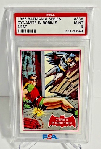 Batman Topps Red Bat Series A #33 Dynamite in Robins Nest PSA 9 Mint Top Pop - Picture 2 of 7