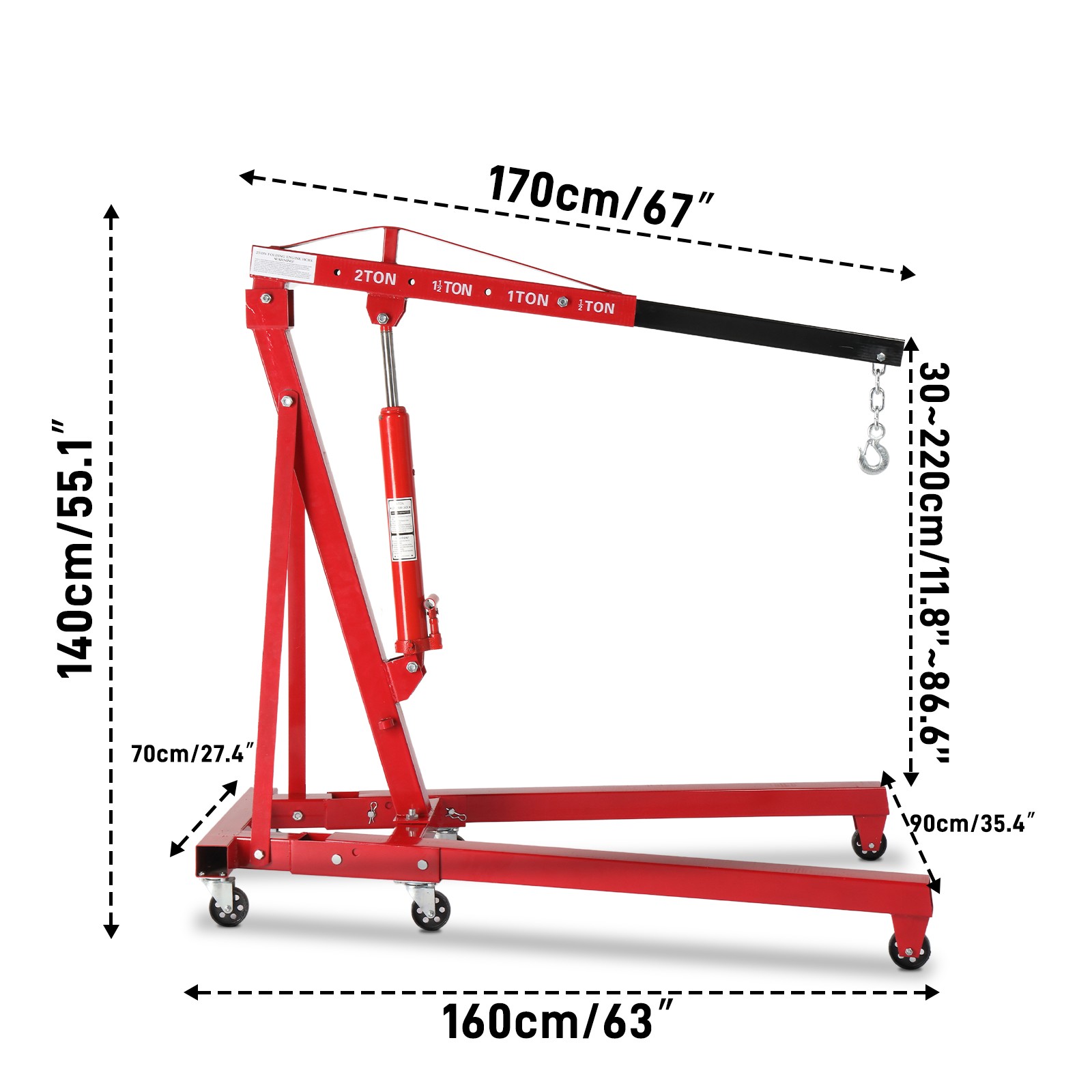 New Hot 2 TON Red 4000lb Engine Motor Hoist Cherry Picker Shop Crane Lift
