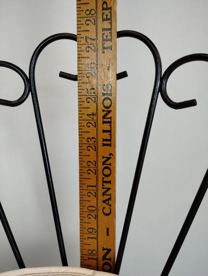 1970s Hollywood Regency Metal Vanity Stool Chair 17" Tall Wrought Iron Scroll - Image 2 of 4