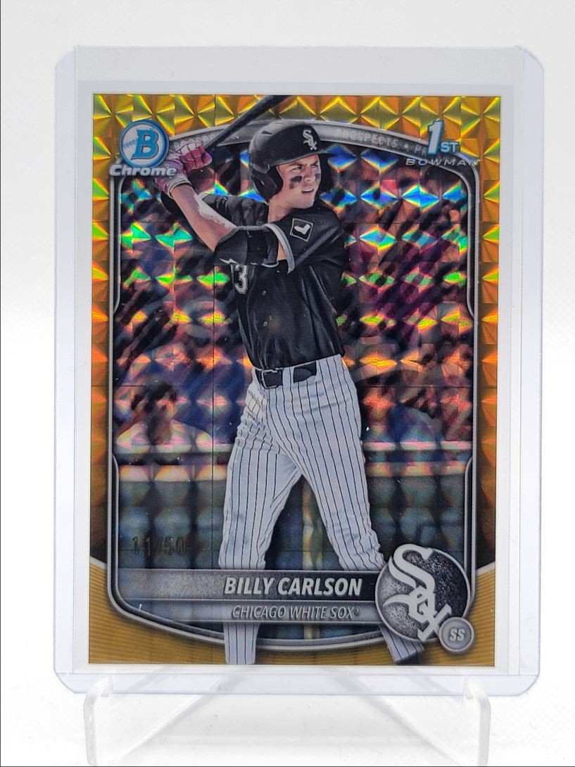 BILLY CARLSON 2025 BOWMAN CHROME DRAFT 1ST GOLD GEOMETRIC /50 Q2754