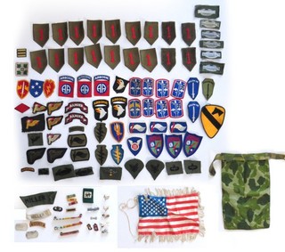 Big Lot of U.S. Army Vietnam Patches Dog Tags Pins Bars Flag