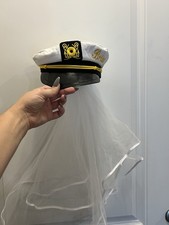 Captain Bride Bachelorette Party Hat With Veil One Size
