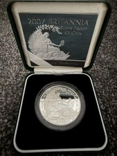 2007 Royal Mint Britannia 1oz Silver Proof Two Pound �2 Coin, COA & Box