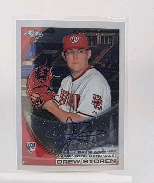 2010 Topps Chrome Drew Storen Auto Autograph RC #216 Nationals Rookie DAMAGED