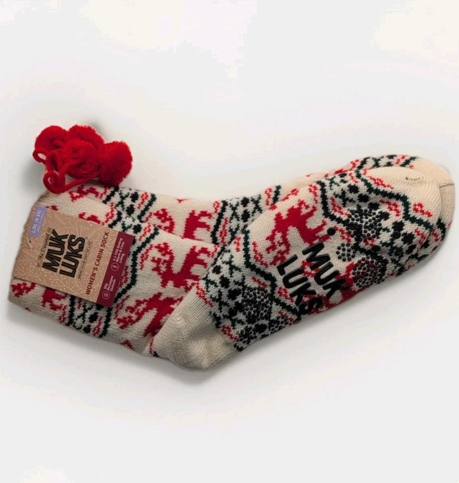 Calcetines de cabina MUK LUKS cálidos acogedores forrados pinzas antideslizantes para mujer L/XL (8-10) vacaciones Foto 4 de 4