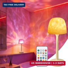 Waterproof Bathroom Shower Lamp with Ocean Wave Projector, 2-in-1 Table Night Li