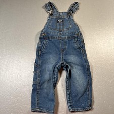 OshKosh Bgosh Overalls Baby 18M Blue Denim Bib Carpenter Snap Crotch Straps