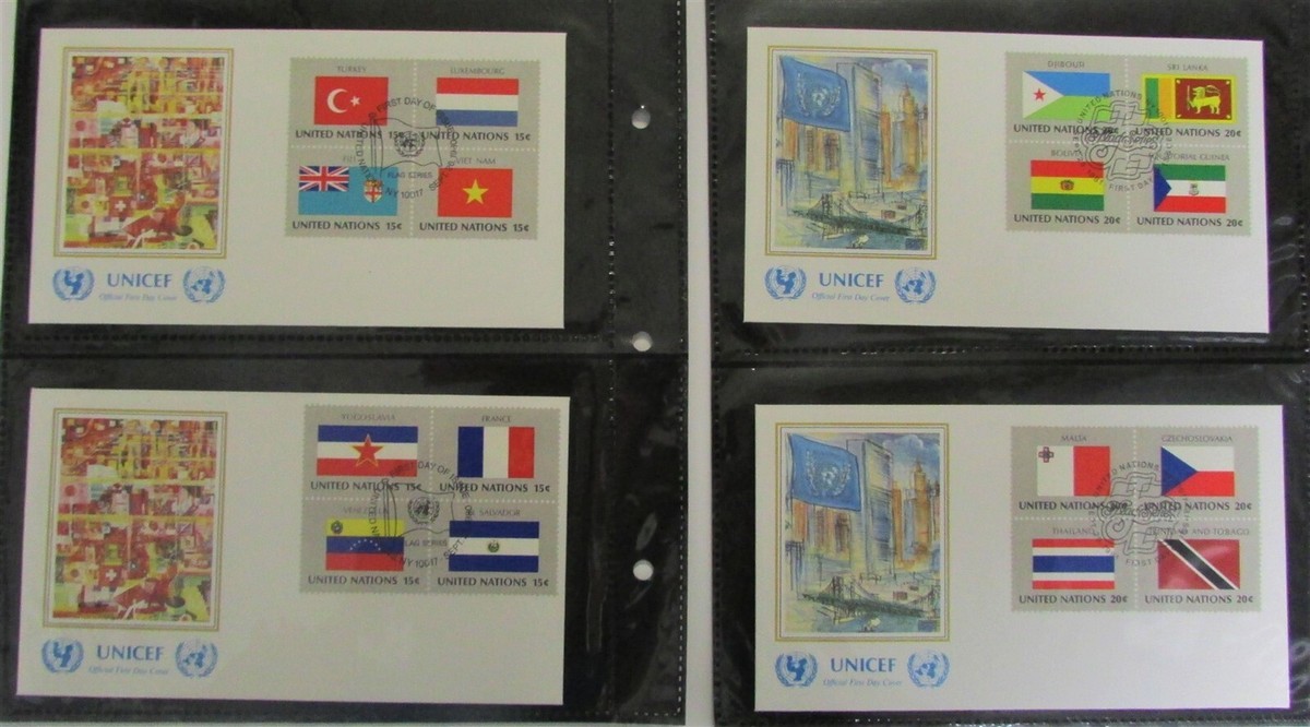 UNITED NATIONS UNICEF FLAG STAMP COLLECTION COMPLETE RARE 1980