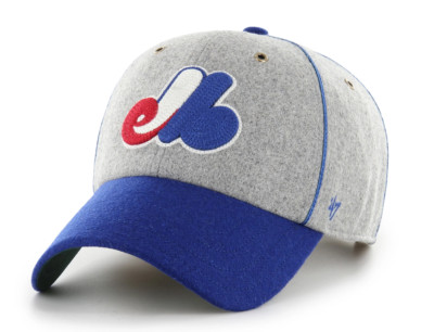 Men's Montreal Expos MLB 47 Brand Grey Felt Brocke Clean Up Adjustable Hat Cap