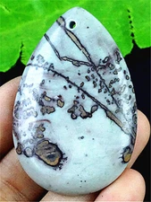 WAA35672 50x33x5mm Natural Scenic Dendritic Jasper Teardrop Pendant Bead