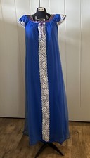 Vintage Royal Blue With Lace Nightgown
