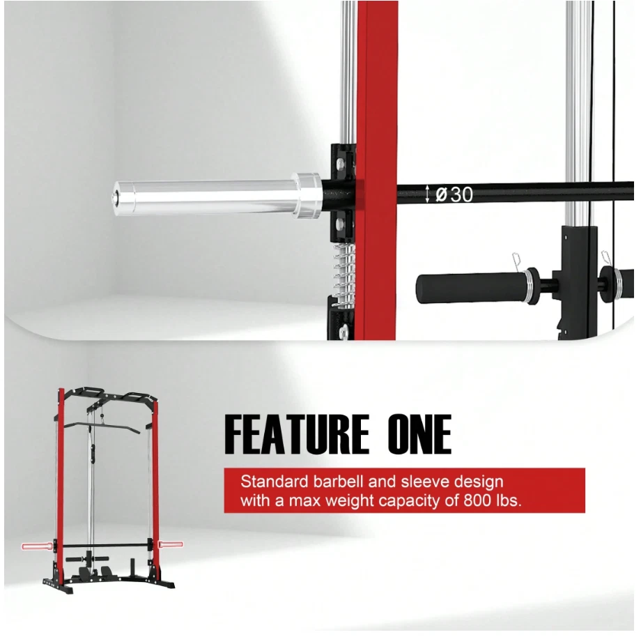 Compact Smith Machine Home Gym - 800lb Barbell Sleeve, Space-Saving Power Cage - Image 3 of 4