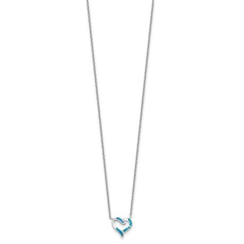 Collar de plata esterlina con corazón de ópalo de 16 pulgadas con extensión de 2 pulgadas y juego de pendientes NUEVO - Imagen 5 de 6