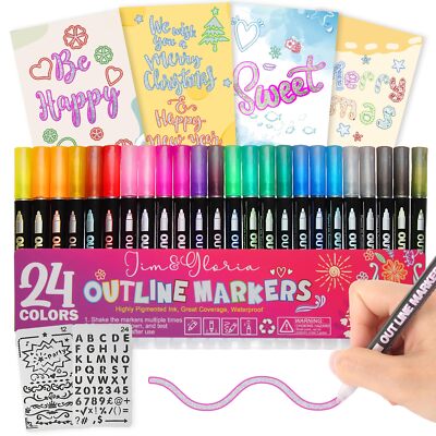 Girls Gifts Outline Markers - Birthday Teen Trendy Stuff Double Line Silver M...