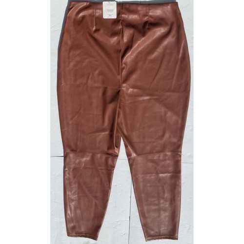 Fabletics Vegan Leather Leggings With Side Zipper Mahogany Size 2X NWT Plus Size - Picture 3 of 9