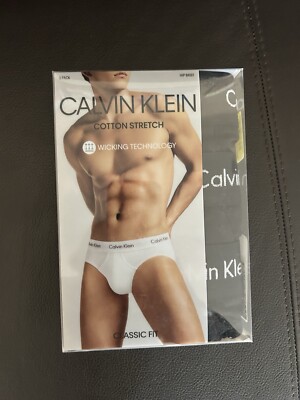 Calvin Kelvin Cotton Stretch Briefs Underwear For Men, Size XL - Black 3 Pack