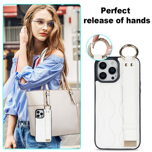 For iPhone 15 14 Plus 13 12 11 Pro Max Luxury Leather Ring Holder Wristband Case - Picture 58 of 120