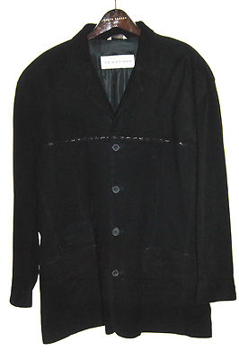 Seraphin Made in France Black PEAU SKIN Leather Buttons Jacket sz 50 