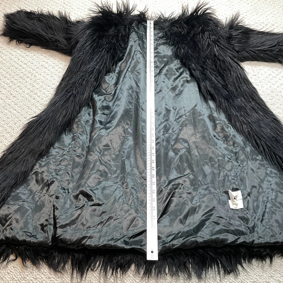 Abrigo Boohoo Imitación Fut Mujer 8 Negro Manga Larga Difuso Suave Poliéster Abrigo Foto 2 de 4