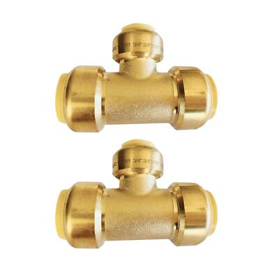 Pack of 2 3/4''x 3/4'' x1/2'' Tee Push-Fit Fitting to Connect Pex Copper CPVC