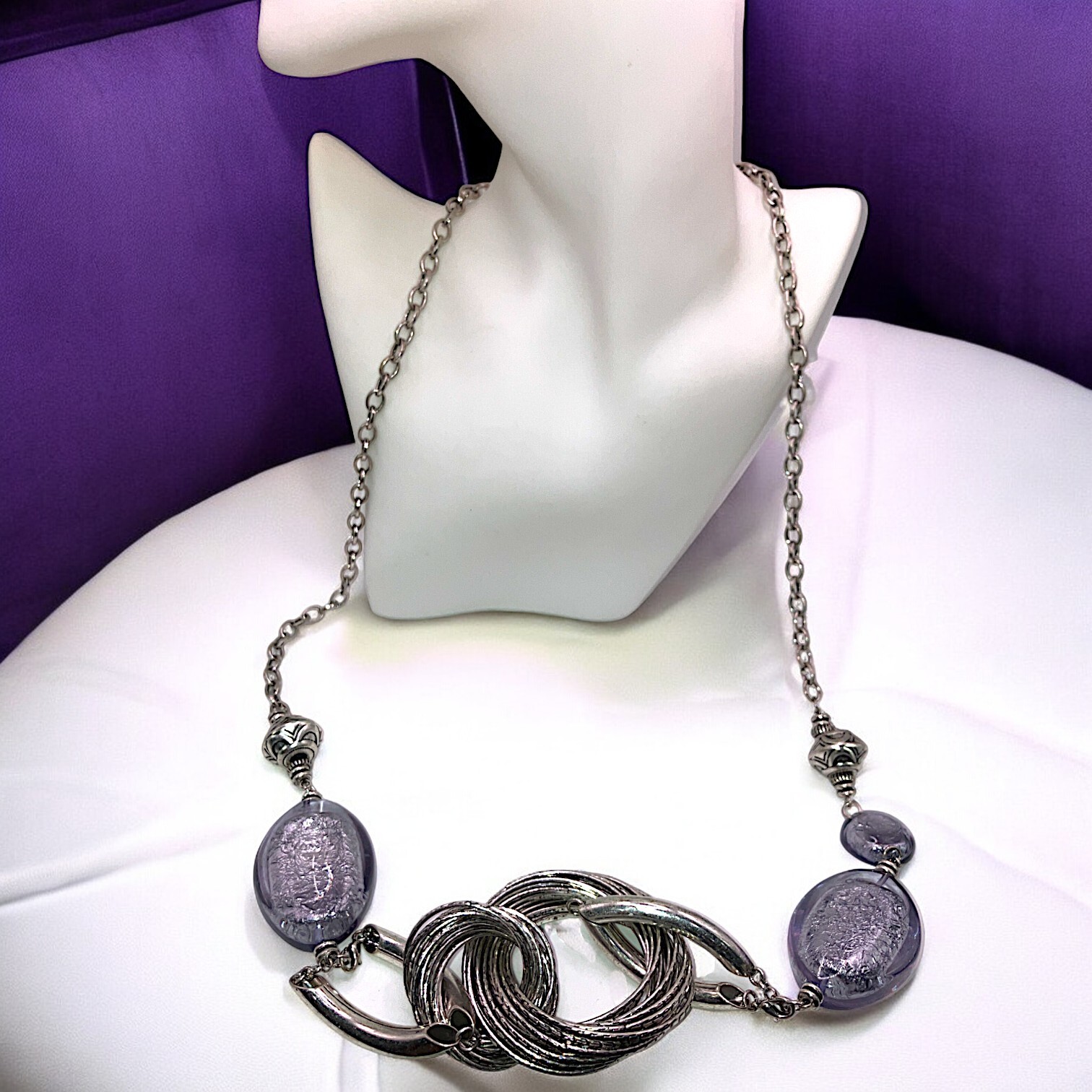 PREMIER DESIGNS Silver-Tone Statement Chunky Vint… - image 1