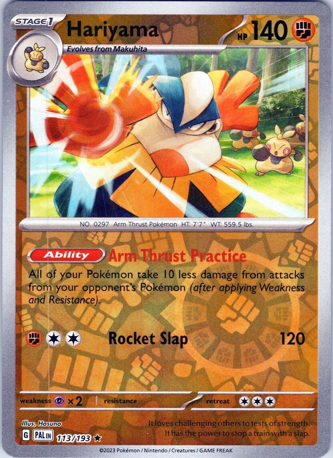 Pokemon -  Hariyama 113/193 - Reverse Holo Rare - Paldea Evolved - NM/M