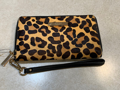 DUNE London Women's Wallet Wristlet Clutch Leopard Calf Hair