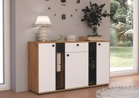 Kommode Salsa 2 Lamellenoptik Anbauwand Wohnwand Sideboard Mdf Weiss + Artisan