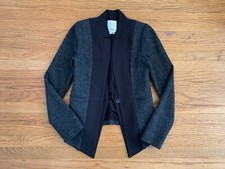 New Elevenses Anthropologie Womens Sz 2 Waved Wool Placket Blazer Jacket