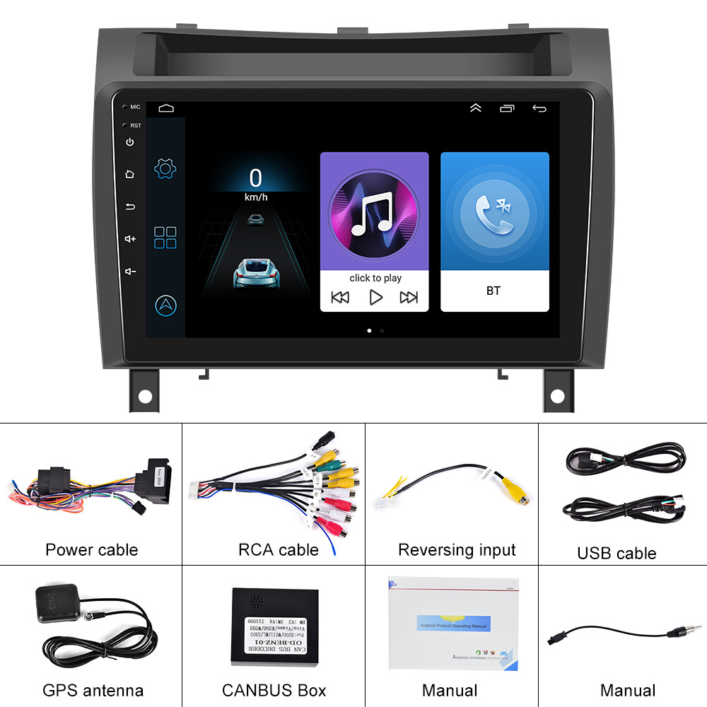 Autoradio Android 9" Pour Mercedes SLK R171 2004-2011 - Carplay, GPS, 4+64 Go, Caméra De Recul - 12