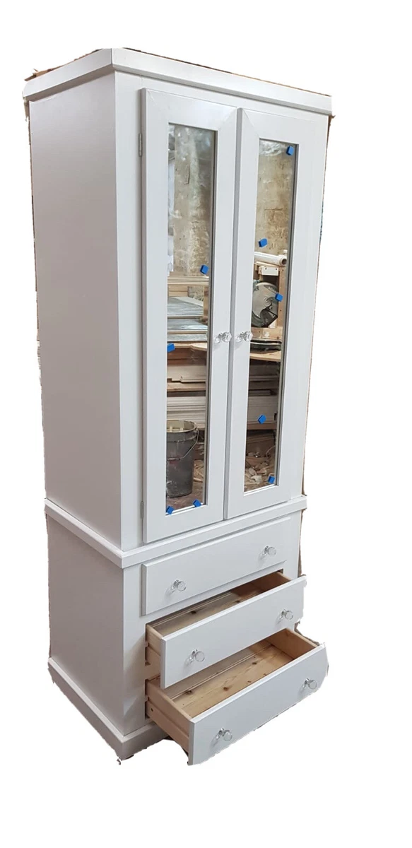 HANDMADE 80CM WIDE TULIP 3 DRW WHITE WARDROBE