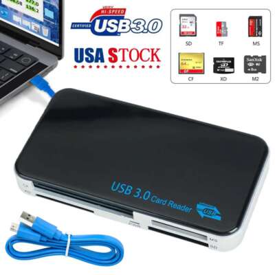 USB 3.0 Memory Card Reader Adapter 5GBPS Fit For CF/TF/SD/Micro SD/XD/M2/MS Card