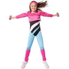 Kinder Mädchen Kostüm Aerobic 80er Popstar Fitness Fasching Karneval Verkleidung