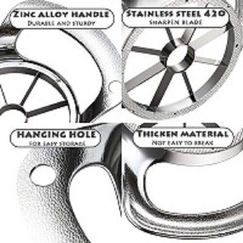 Apple Slicer Cutter, Pitter, Corer and Divider 8-Blade 304 Stainless Steel Fruit - Picture 3 of 24