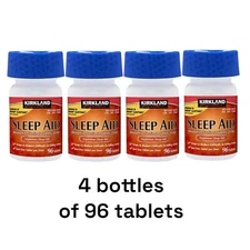 NEW Kirkland Signature Nighttime Sleep Aid, 4 bottles x 96 tablets, EXP 2027