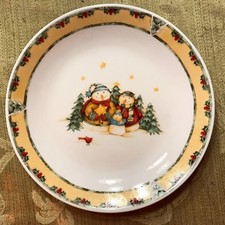 Gibson Snowman Frolic 2003 7" Dessert Plate Artist Debi Hron Brand New