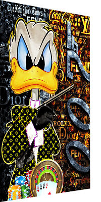 Leinwand Bilder Dagobert Duck 007 Pop Art Wandbilder -Hochwertiger Kunstdruck