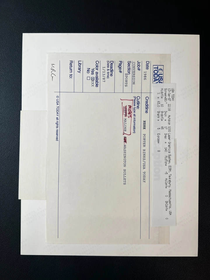 1986 Bullets Moses Malone Vs Bulls Michael Jordan Type 1 8x10 Original Photo - Image 2 of 3