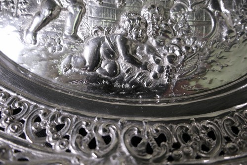 Cuenco grande de plata, cesta innovadora, putten, plata 800, 725 g. 41,8 x 31,5 cm - Imagen 21 de 21