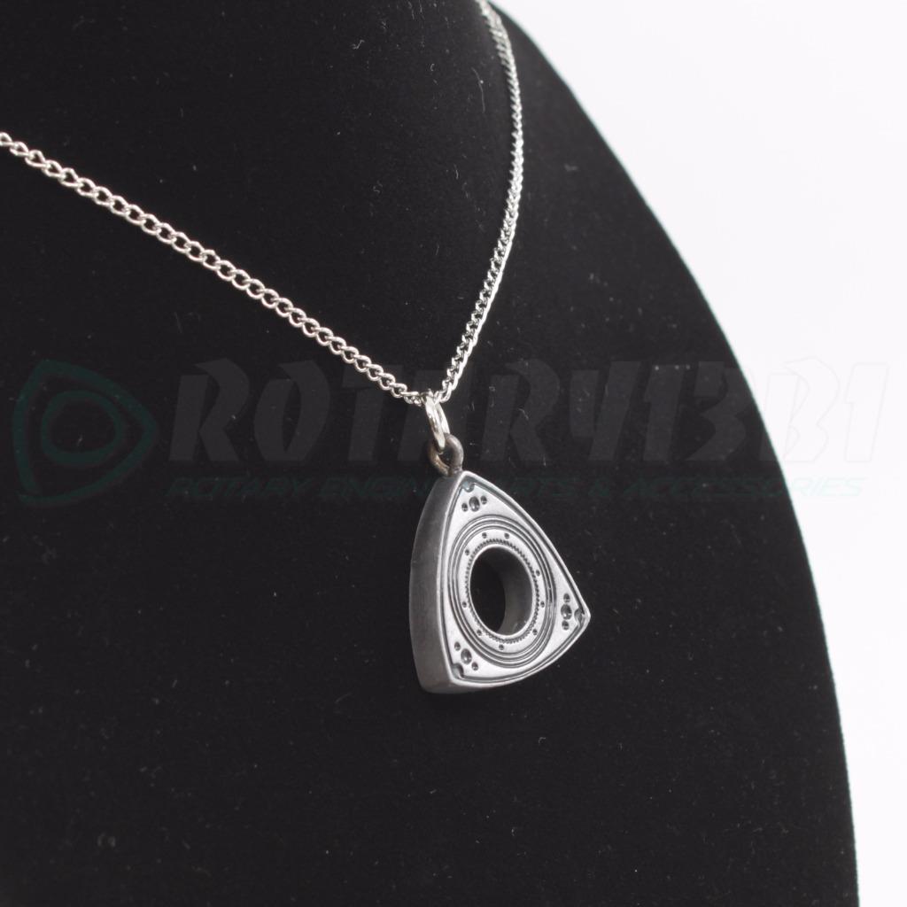 ROTOR PENDANT NECKLACE - SATIN SILVER -CHARM MAZDA RX7 RX8