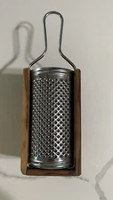 Parmesan Cheese Grater zester-Olive Wood Box- Made In Italy By Inox. Italian