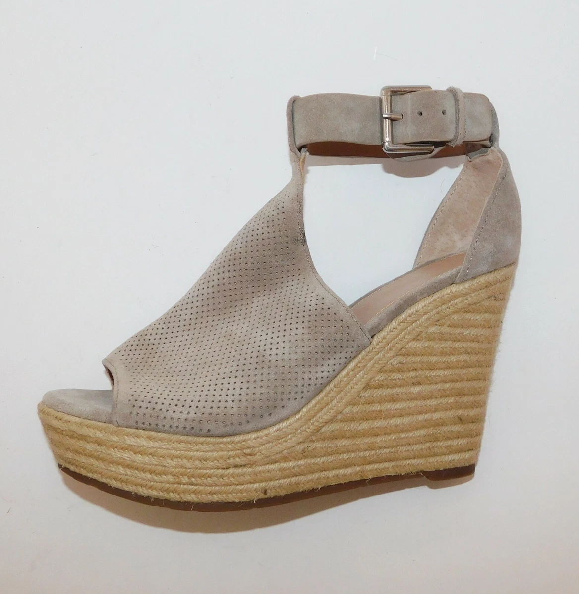 MARC FISHER LTD Alison Espadrille Wedges Natural Perforated