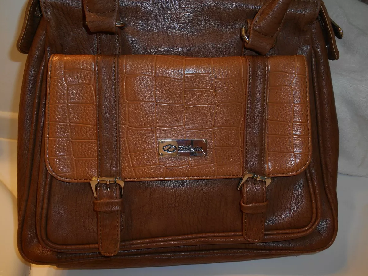 brown purse Zilleria new no tags wrapped straps pocket on front