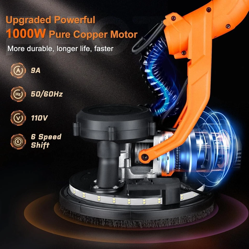 Lijadora de paneles de yeso, herramienta de eliminación de techo de palomitas de maíz 1000 W, lijadora automática de paneles de yeso con Foto 3 de 4