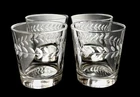 Set Of 4 Vintage Anchor Hocking Laurel Leaf Etched 3.25” Old Fashioned Glasses