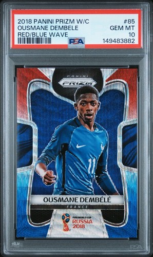 Ousmane Dembele [Red & Blue Wave] #85 2018 Panini Prizm World Cup card