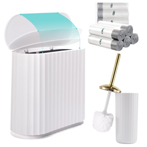 Kleiner Badezimmer Mülleimer mit Presse Typ Deckel, Toilettenbürste und Halter Set, Schli...